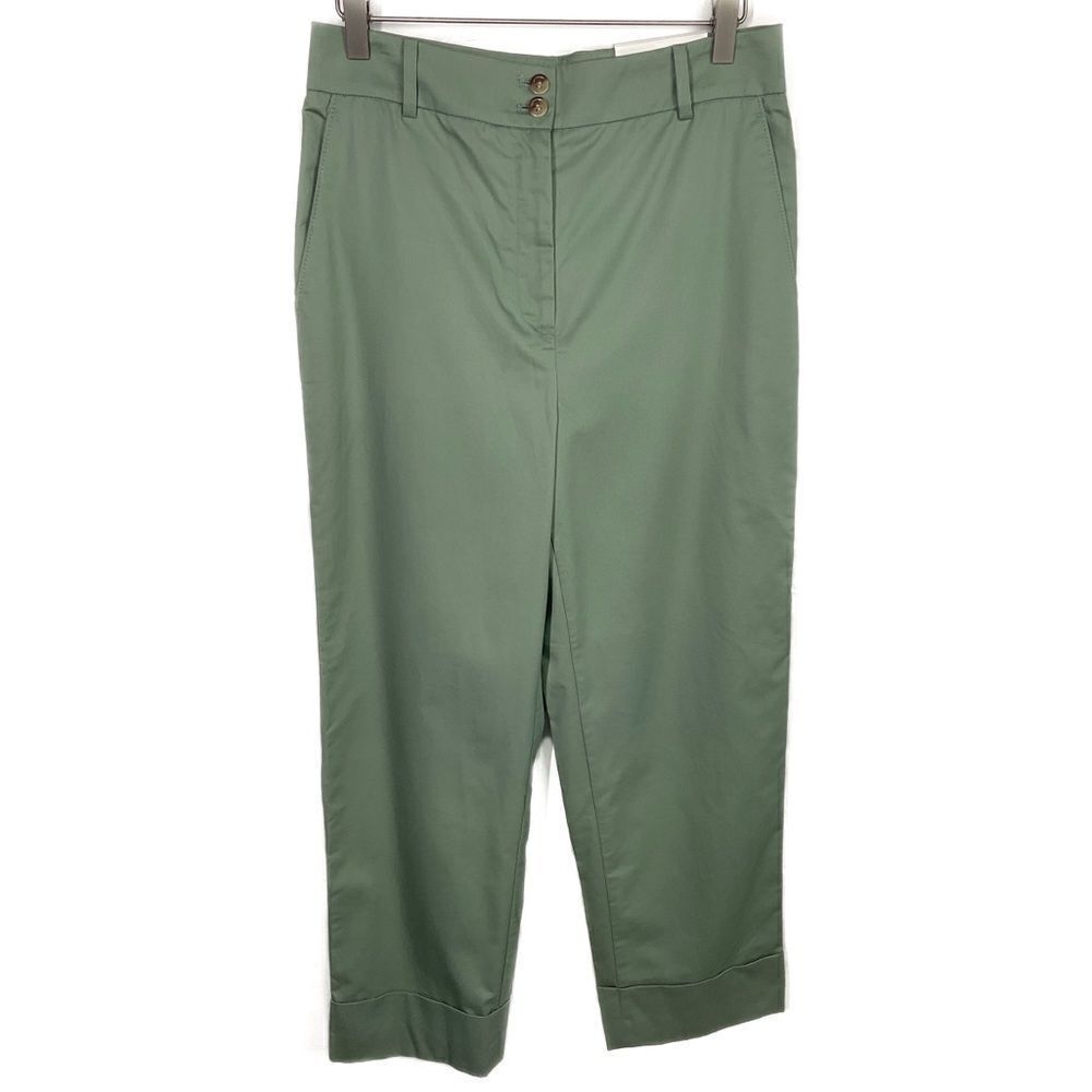 Ann Taylor Light Green Straight Leg Cuffed Pants 4 New